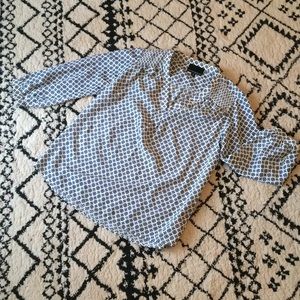 Cynthia Rowley l Blue & Ivory Geometric Blouse.